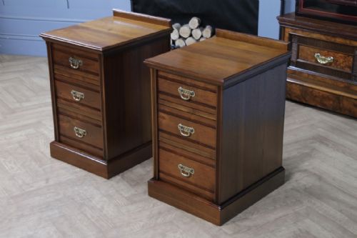 fig 2. Pair of Victorian Walnut Bedside Cupboards Cabinets Chests C1880