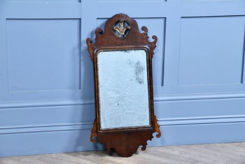 ANTIQUE GEORGIAN GEORGE III WALNUT HANGING WALL MIRROR WITH ORIGINAL GLASS C1760 - ADDITIONAL PHOTO 8