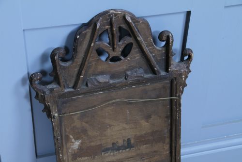 ANTIQUE GEORGIAN GEORGE III WALNUT HANGING WALL MIRROR WITH ORIGINAL GLASS C1760 - ADDITIONAL PHOTO 9