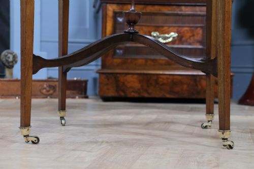 ANTIQUE EDWARDIAN MAHOGANY INLAID OCCASIONAL HALL LAMP TABLE PAINTED TOP C1890 - ADDITIONAL PHOTO 10