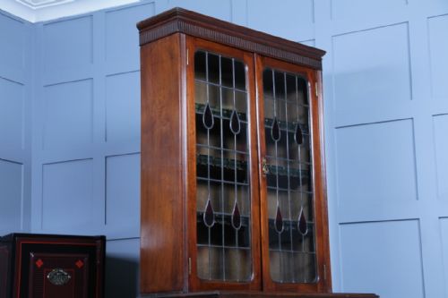 ANTIQUE LATE VICTORIAN 19TH CENTURY ARTS CRAFTS WALNUT GLAZED BOOKCASE CABINET C1890 - ADDITIONAL PHOTO 5