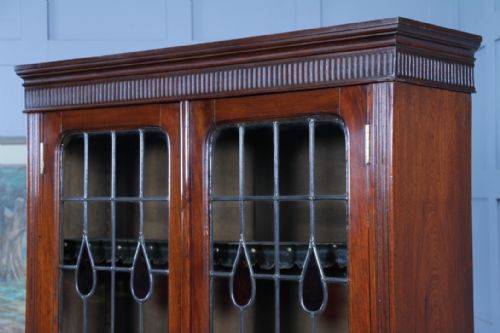 ANTIQUE LATE VICTORIAN 19TH CENTURY ARTS CRAFTS WALNUT GLAZED BOOKCASE CABINET C1890 - ADDITIONAL PHOTO 6