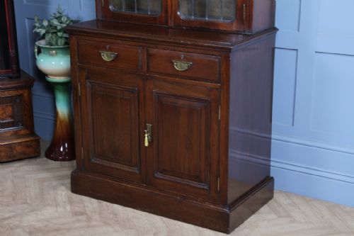 ANTIQUE LATE VICTORIAN 19TH CENTURY ARTS CRAFTS WALNUT GLAZED BOOKCASE CABINET C1890 - ADDITIONAL PHOTO 8