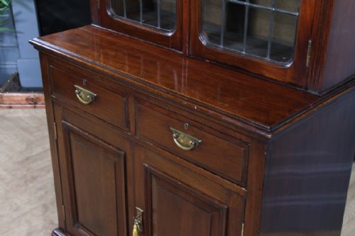 ANTIQUE LATE VICTORIAN 19TH CENTURY ARTS CRAFTS WALNUT GLAZED BOOKCASE CABINET C1890 - ADDITIONAL PHOTO 10