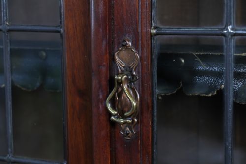 ANTIQUE LATE VICTORIAN 19TH CENTURY ARTS CRAFTS WALNUT GLAZED BOOKCASE CABINET C1890 - ADDITIONAL PHOTO 14