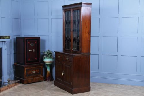 ANTIQUE LATE VICTORIAN 19TH CENTURY ARTS CRAFTS WALNUT GLAZED BOOKCASE CABINET C1890 - ADDITIONAL PHOTO 16
