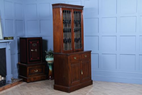 ANTIQUE LATE VICTORIAN 19TH CENTURY ARTS CRAFTS WALNUT GLAZED BOOKCASE CABINET C1890 - ADDITIONAL PHOTO 17