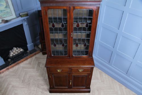 ANTIQUE LATE VICTORIAN 19TH CENTURY ARTS CRAFTS WALNUT GLAZED BOOKCASE CABINET C1890 - ADDITIONAL PHOTO 18