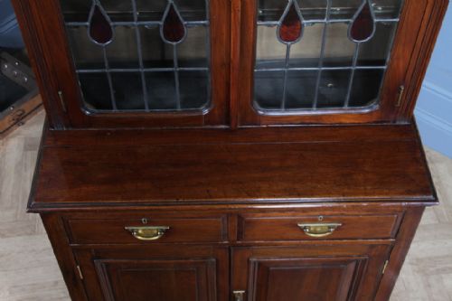ANTIQUE LATE VICTORIAN 19TH CENTURY ARTS CRAFTS WALNUT GLAZED BOOKCASE CABINET C1890 - ADDITIONAL PHOTO 19