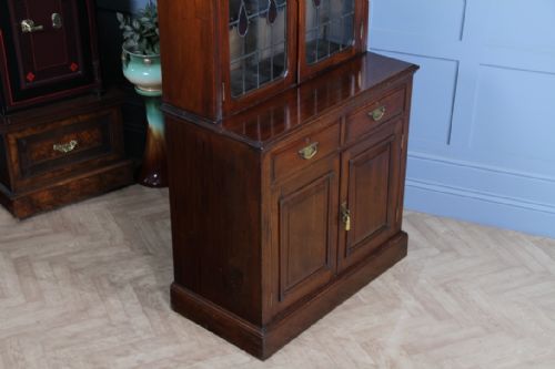 ANTIQUE LATE VICTORIAN 19TH CENTURY ARTS CRAFTS WALNUT GLAZED BOOKCASE CABINET C1890 - ADDITIONAL PHOTO 20