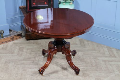 ANTIQUE VICTORIAN MAHOGANY TILT TOP OVAL CARVED BREAKFAST DINING TABLE RESTORED - ADDITIONAL PHOTO 3