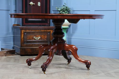ANTIQUE VICTORIAN MAHOGANY TILT TOP OVAL CARVED BREAKFAST DINING TABLE RESTORED - ADDITIONAL PHOTO 10