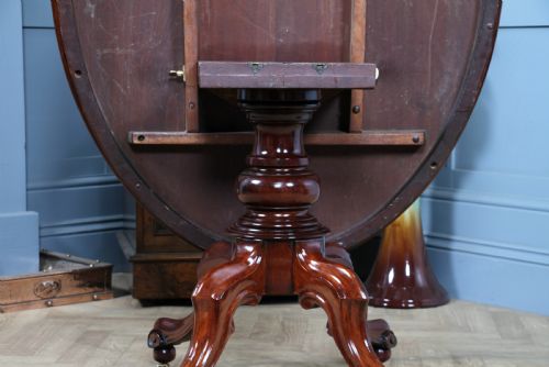 ANTIQUE VICTORIAN MAHOGANY TILT TOP OVAL CARVED BREAKFAST DINING TABLE RESTORED - ADDITIONAL PHOTO 14