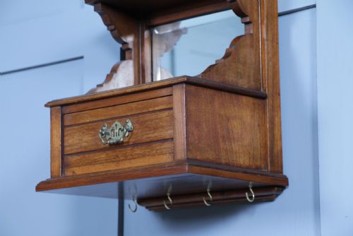 ANTIQUE EDWARDIAN WALL HANGING BATHROOM SHAVING MIRROR HALL KEY CABINET SHELF - ADDITIONAL PHOTO 3