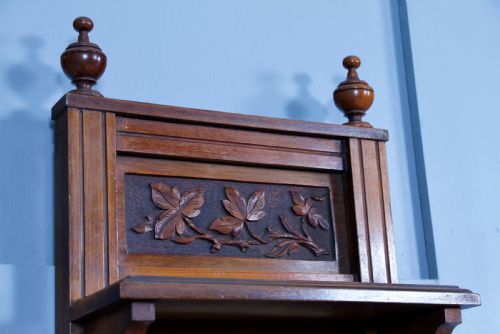 ANTIQUE EDWARDIAN WALL HANGING BATHROOM SHAVING MIRROR HALL KEY CABINET SHELF - ADDITIONAL PHOTO 16