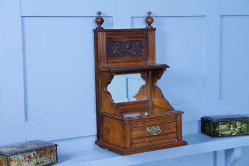 ANTIQUE EDWARDIAN WALL HANGING BATHROOM SHAVING MIRROR HALL KEY CABINET SHELF - ADDITIONAL PHOTO 19