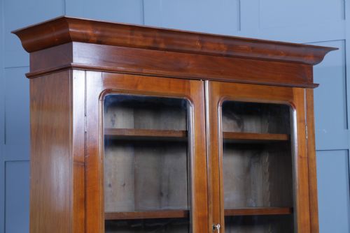 fig 1. Antique Late Victorian 19th Century Solid Walnut Glazed Bookcase Cabinet C1880