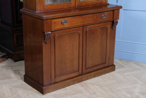 fig 2. Antique Late Victorian 19th Century Solid Walnut Glazed Bookcase Cabinet C1880