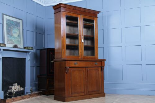 fig 4. Antique Late Victorian 19th Century Solid Walnut Glazed Bookcase Cabinet C1880