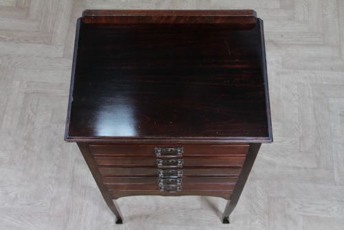 EDWARDIAN ART NOUVEAU MAHOGANY MUSIC SHEET CABINET CHEST OF 5 DROP FRONT DRAWERS - ADDITIONAL PHOTO 7