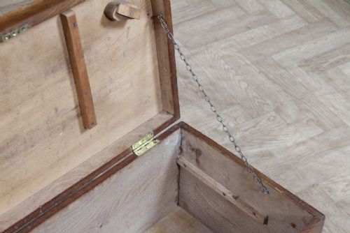 ANTIQUE SOLID ELM CARPENTER'S JOINER'S CABINET MAKER'S TOOLBOX LOCKING C1900 - ADDITIONAL PHOTO 5