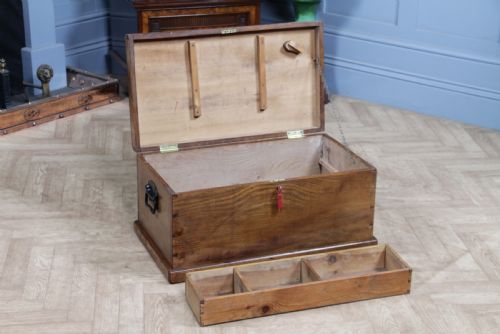ANTIQUE SOLID ELM CARPENTER'S JOINER'S CABINET MAKER'S TOOLBOX LOCKING C1900 - ADDITIONAL PHOTO 19