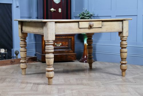 ORIGINAL VICTORIAN PINE KITCHEN TABLE SCRUB TOP RESTORED HAND STRIPPED W DRAWER - ADDITIONAL PHOTO 1