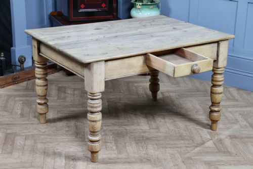 ORIGINAL VICTORIAN PINE KITCHEN TABLE SCRUB TOP RESTORED HAND STRIPPED W DRAWER - ADDITIONAL PHOTO 2