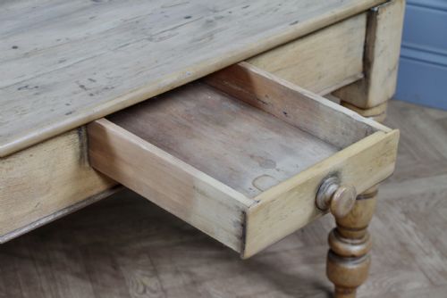 ORIGINAL VICTORIAN PINE KITCHEN TABLE SCRUB TOP RESTORED HAND STRIPPED W DRAWER - ADDITIONAL PHOTO 3