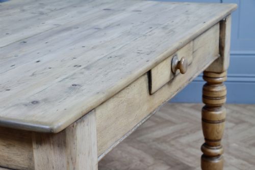 ORIGINAL VICTORIAN PINE KITCHEN TABLE SCRUB TOP RESTORED HAND STRIPPED W DRAWER - ADDITIONAL PHOTO 7