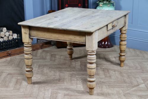 ORIGINAL VICTORIAN PINE KITCHEN TABLE SCRUB TOP RESTORED HAND STRIPPED W DRAWER - ADDITIONAL PHOTO 13