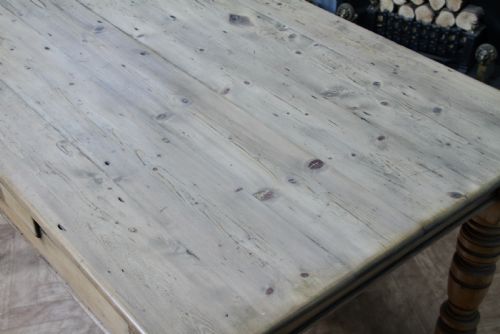 ORIGINAL VICTORIAN PINE KITCHEN TABLE SCRUB TOP RESTORED HAND STRIPPED W DRAWER - ADDITIONAL PHOTO 14