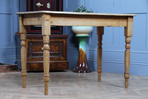 fig 1. Original Victorian Moderately Sized Scrub Top Stripped Pine Kitchen Table C1870