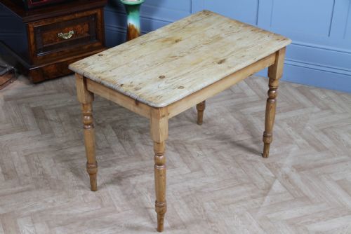 fig 2. Original Victorian Moderately Sized Scrub Top Stripped Pine Kitchen Table C1870