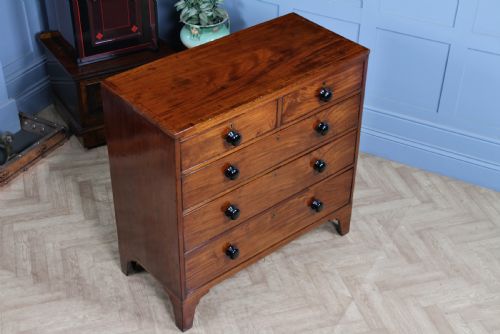 fig 3. Original Antique Georgian Figured Mahogany Chest Bank of 5 Drawers Restored C1820