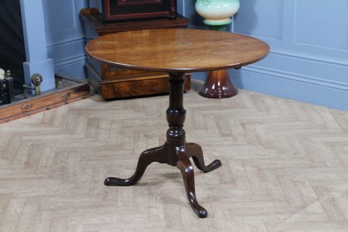 fig 3. Original Antique Solid Oak Georgian Flip / Tilt Top Tripod Breakfast Table C1830