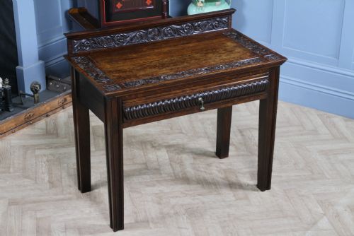 ANTIQUE FLEMISH CARVED OAK BUFFET TABLE GREEN MAN GOTHIC REVIVAL SIDE DESK 1900 - ADDITIONAL PHOTO 1