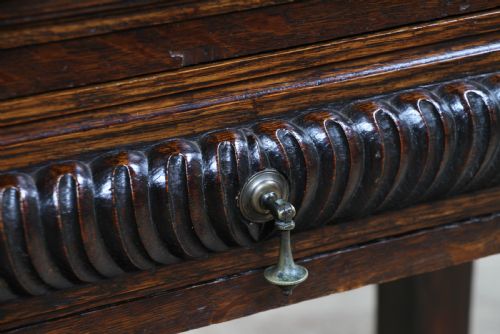ANTIQUE FLEMISH CARVED OAK BUFFET TABLE GREEN MAN GOTHIC REVIVAL SIDE DESK 1900 - ADDITIONAL PHOTO 6