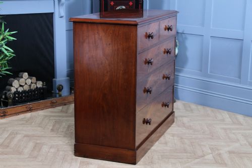 OUTSTANDING ORIGINAL ANTIQUE VICTORIAN FLAME GRAIN MAHOGANY CHEST OF 5 DRAWERS - ADDITIONAL PHOTO 11