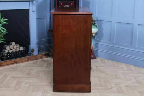 OUTSTANDING ORIGINAL ANTIQUE VICTORIAN FLAME GRAIN MAHOGANY CHEST OF 5 DRAWERS - ADDITIONAL PHOTO 14