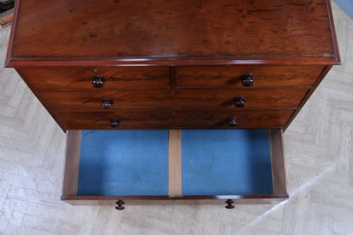 OUTSTANDING ORIGINAL ANTIQUE VICTORIAN FLAME GRAIN MAHOGANY CHEST OF 5 DRAWERS - ADDITIONAL PHOTO 19