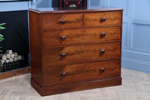 OUTSTANDING ORIGINAL ANTIQUE VICTORIAN FLAME GRAIN MAHOGANY CHEST OF 5 DRAWERS - ADDITIONAL PHOTO 20