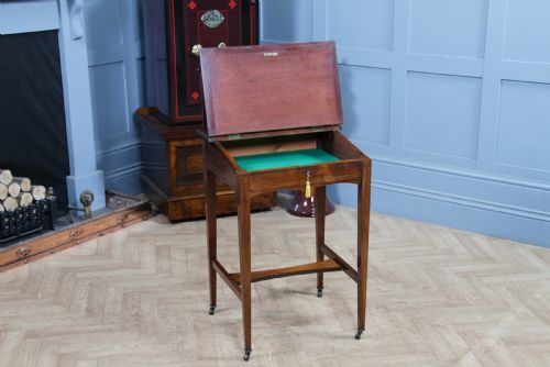 ANTIQUE SMALL ROSEWOOD WRITING DESK INLAID LADIES 'BONHEUR DU JOUR' LOCKABLE C1890 - ADDITIONAL PHOTO 2