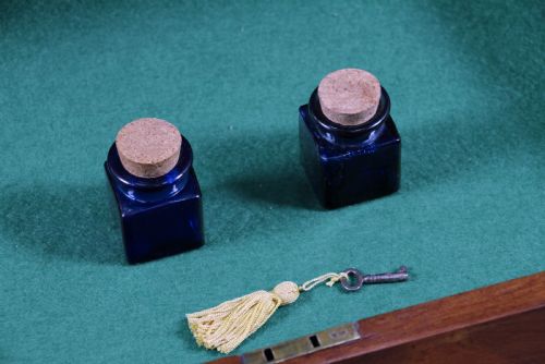 ANTIQUE SMALL ROSEWOOD WRITING DESK INLAID LADIES 'BONHEUR DU JOUR' LOCKABLE C1890 - ADDITIONAL PHOTO 11