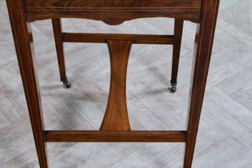 ANTIQUE SMALL ROSEWOOD WRITING DESK INLAID LADIES 'BONHEUR DU JOUR' LOCKABLE C1890 - ADDITIONAL PHOTO 16