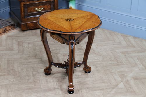VICTORIAN AESTHETIC MOVEMENT OAK EBONY TRIFOLD DROP LEAF HANDKERCHIEF TABLE - ADDITIONAL PHOTO 22