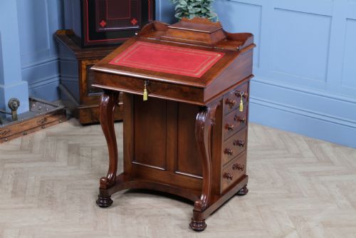 Original Antique Victorian Mahogany 4 Drawer Davenport Desk Restored Lockable with Keys C1870