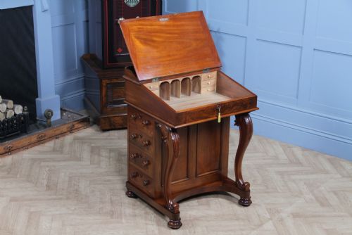 fig 5. Original Antique Victorian Mahogany 4 Drawer Davenport Desk Restored Lockable With Keys C1870