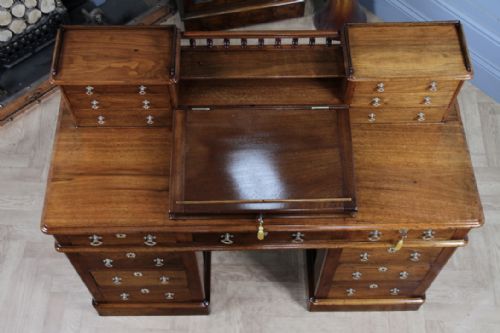 OUTSTANDING ANTIQUE VICTORIAN SOLID WALNUT MAPLE CO DICKENS 15 DRAWER WRITING DESK WITH KEYS RESTORED C1890 - ADDITIONAL PHOTO 10