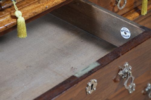 OUTSTANDING ANTIQUE VICTORIAN SOLID WALNUT MAPLE CO DICKENS 15 DRAWER WRITING DESK WITH KEYS RESTORED C1890 - ADDITIONAL PHOTO 12